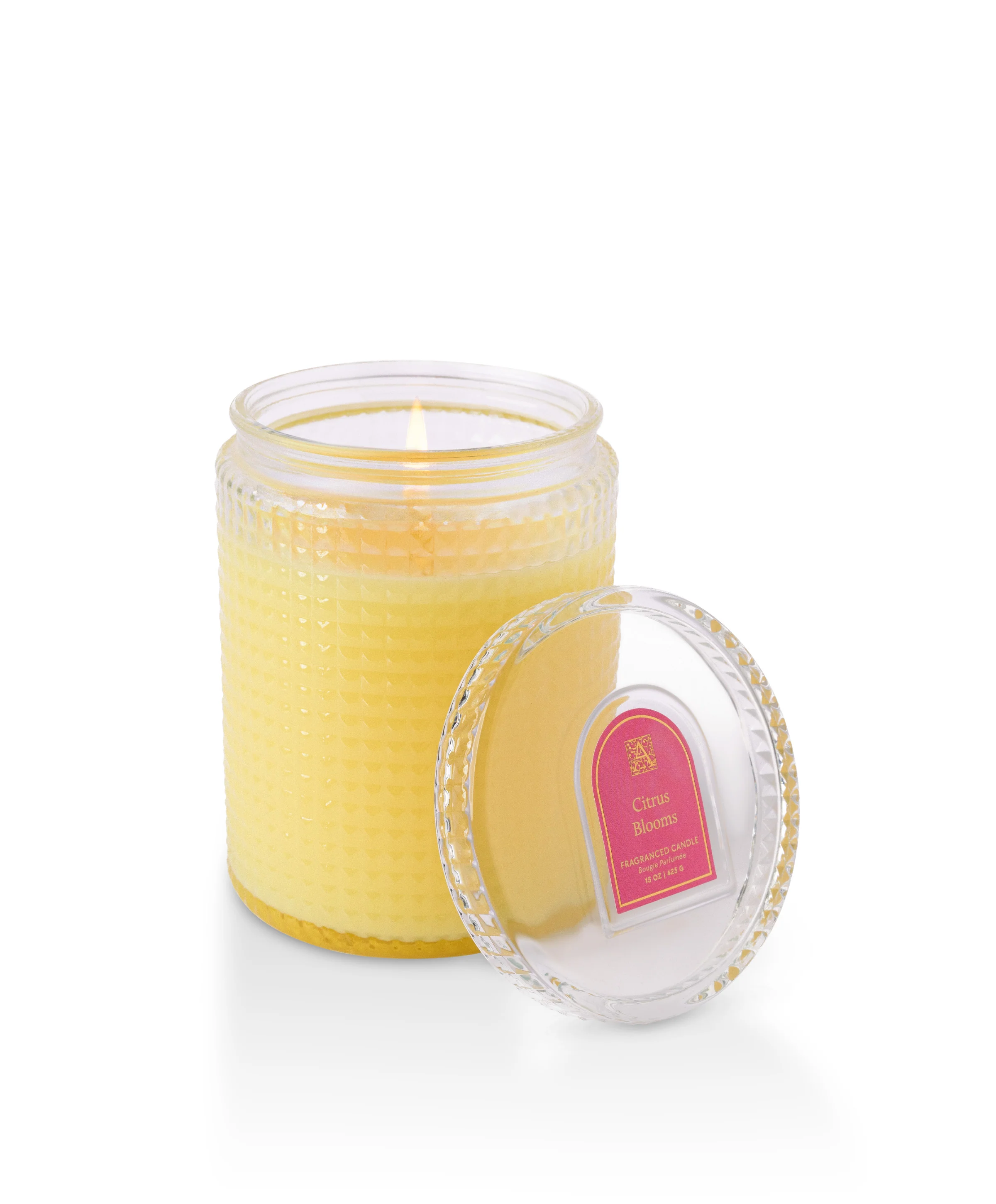 Citrus Blooms - 15oz Textured Glass Candle with Lid