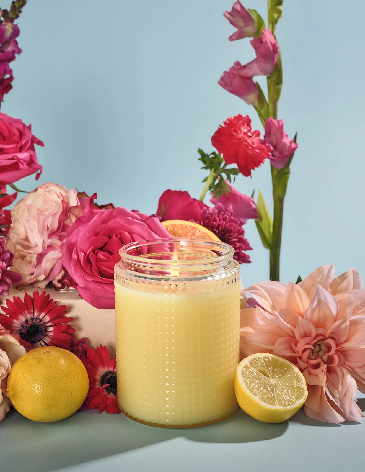 Citrus Blooms - 15oz Textured Glass Candle with Lid - Image 2