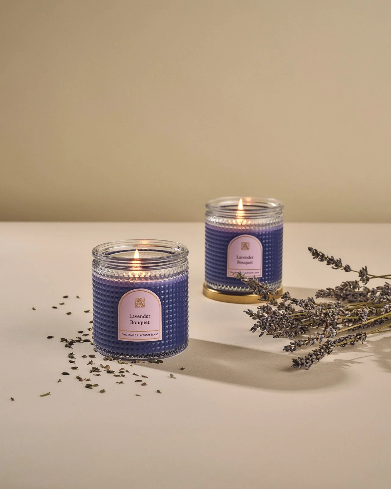 Lavender Bouquet - Elegant Essentials - Textured Glass Candle - Image 3