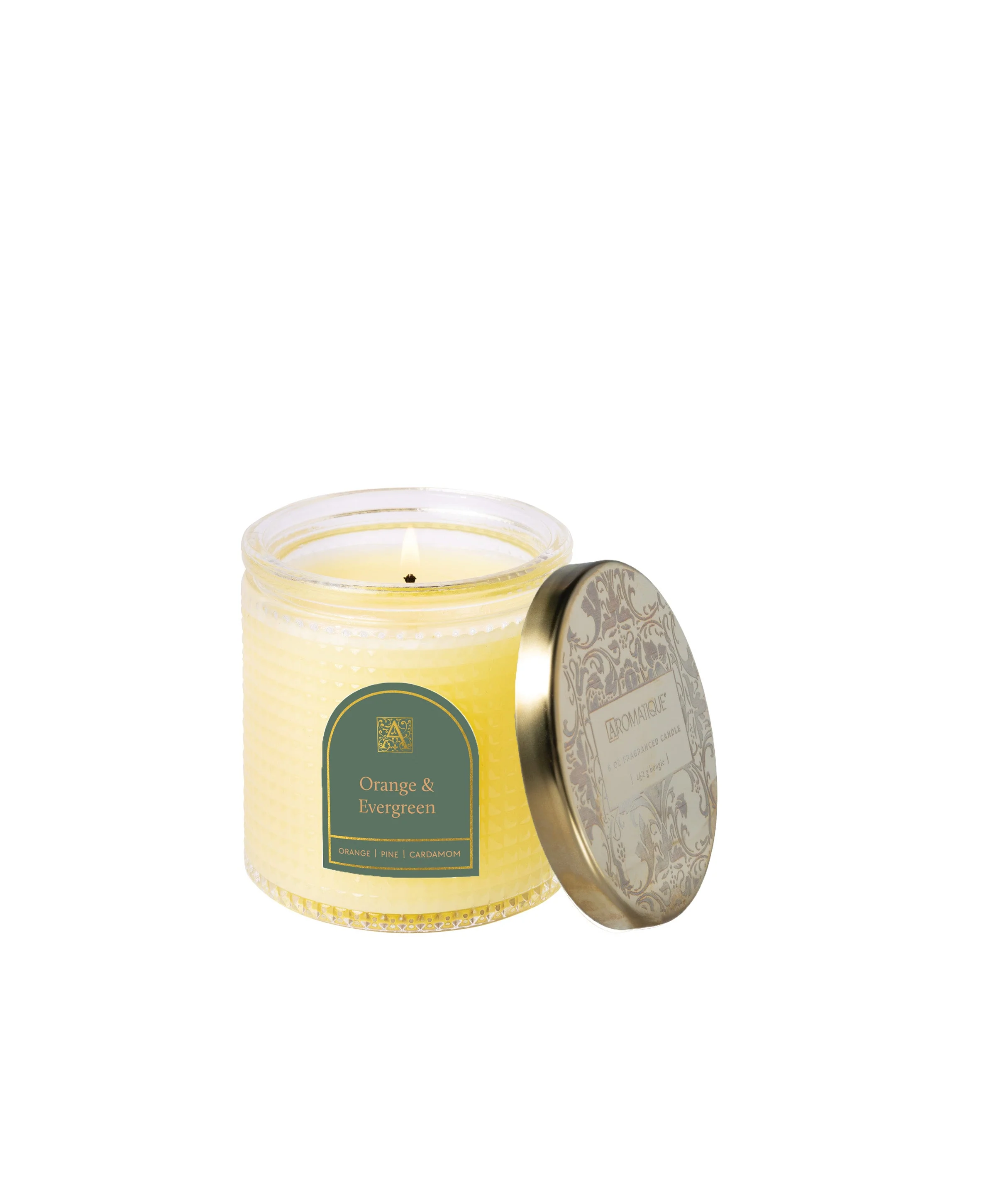 Orange & Evergreen - Textured Glass Candle