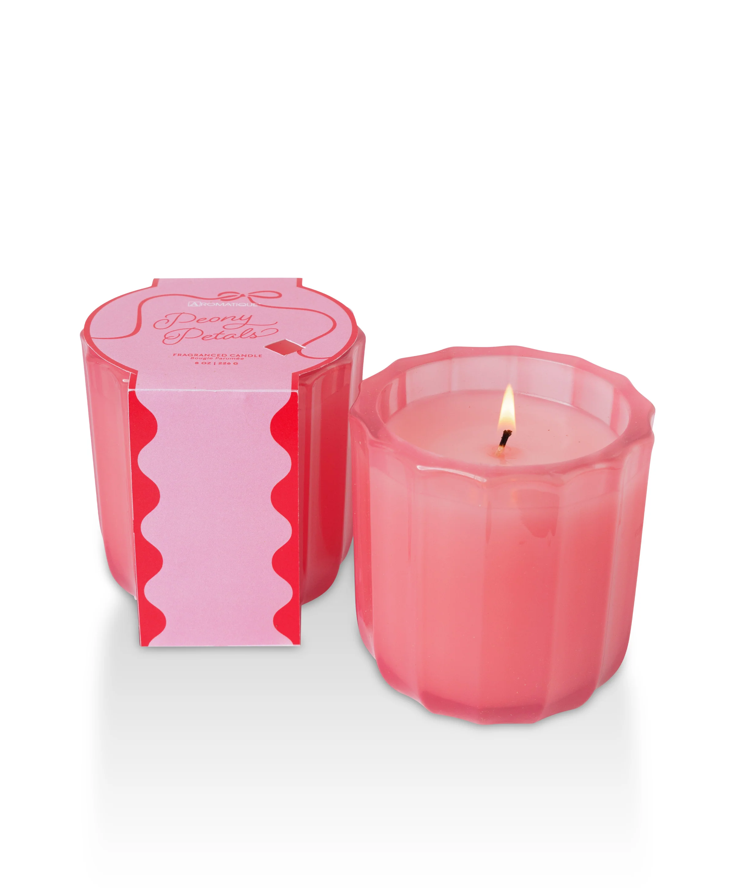 Peony Petals - Ribbed Glass Candle