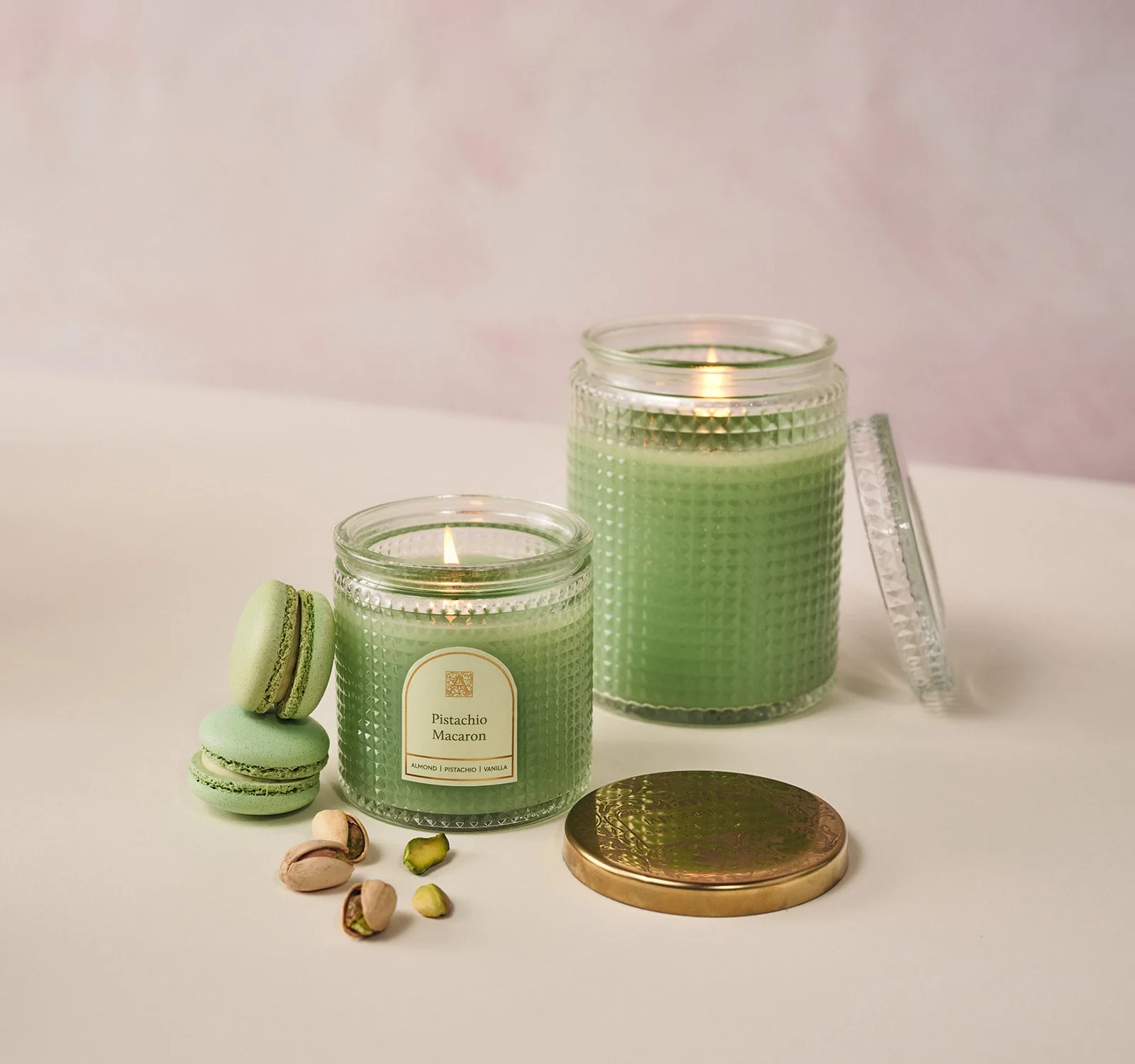 Pistachio Macaron - Textured Glass Candle - Image 2