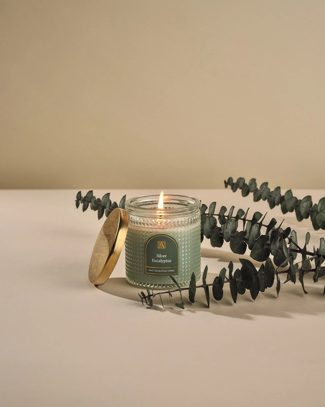 Silver Eucalyptus - Elegant Essentials - Textured Glass Candle - Image 2