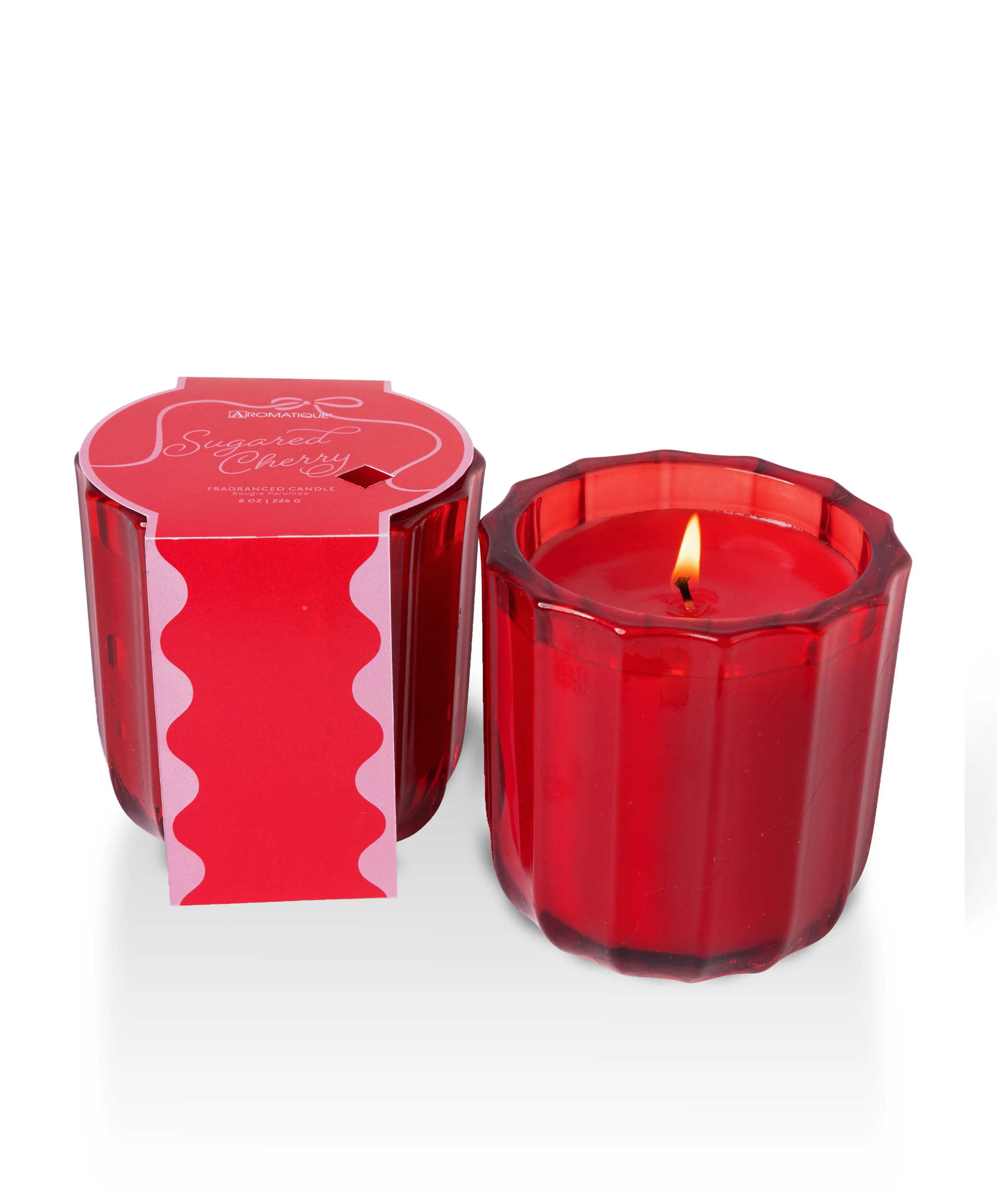 Sugared Cherry - Ribbed Glass Candle