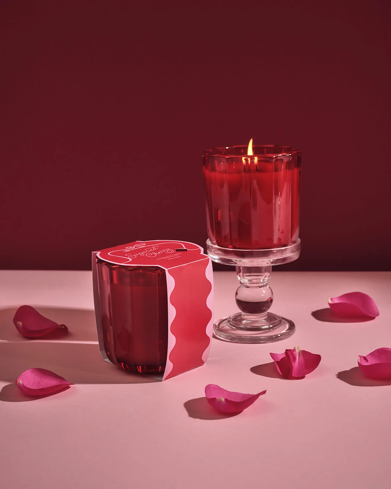 Sugared Cherry - Ribbed Glass Candle - Image 2