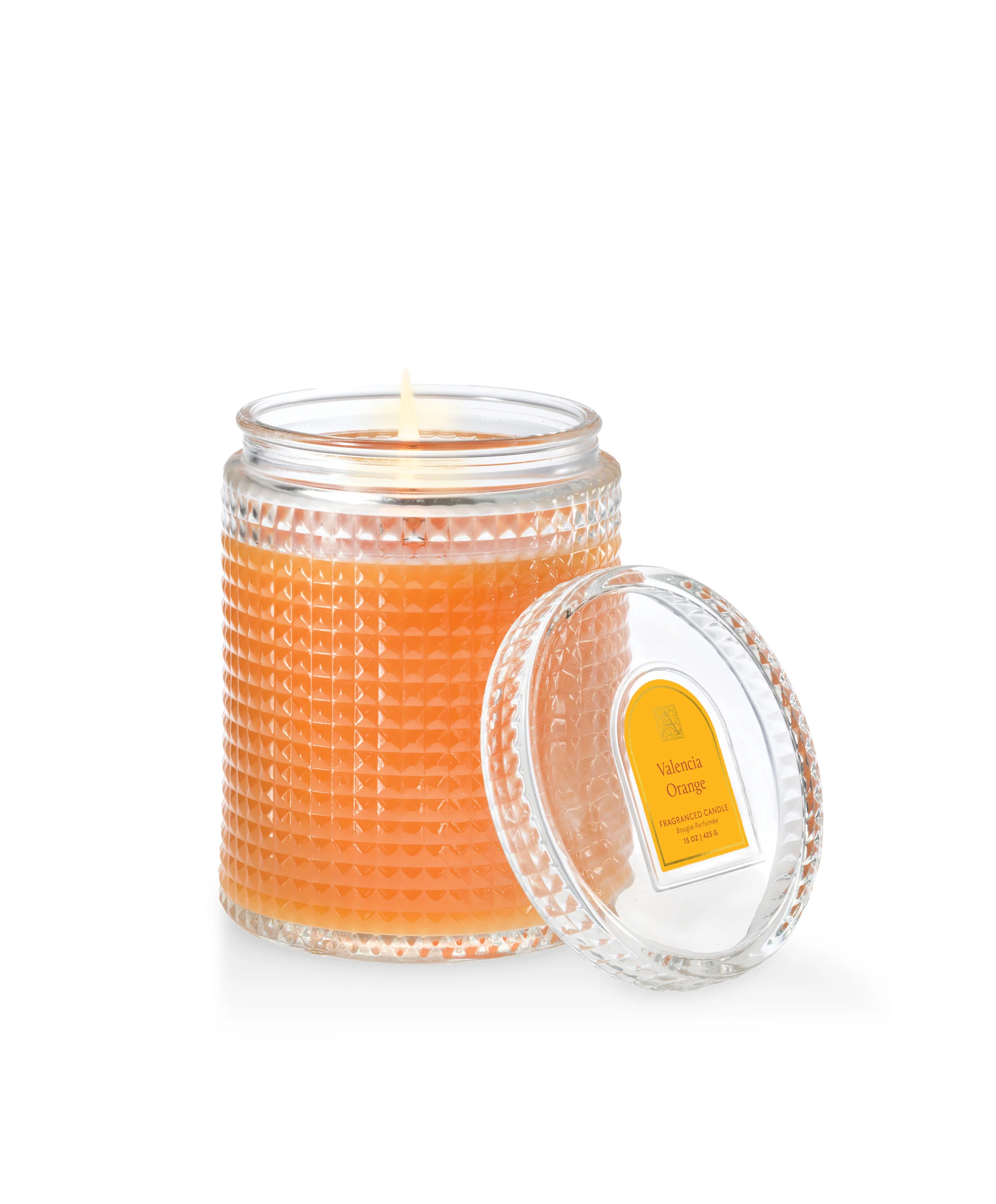 Valencia Orange - 15oz Textured Glass Candle with Lid